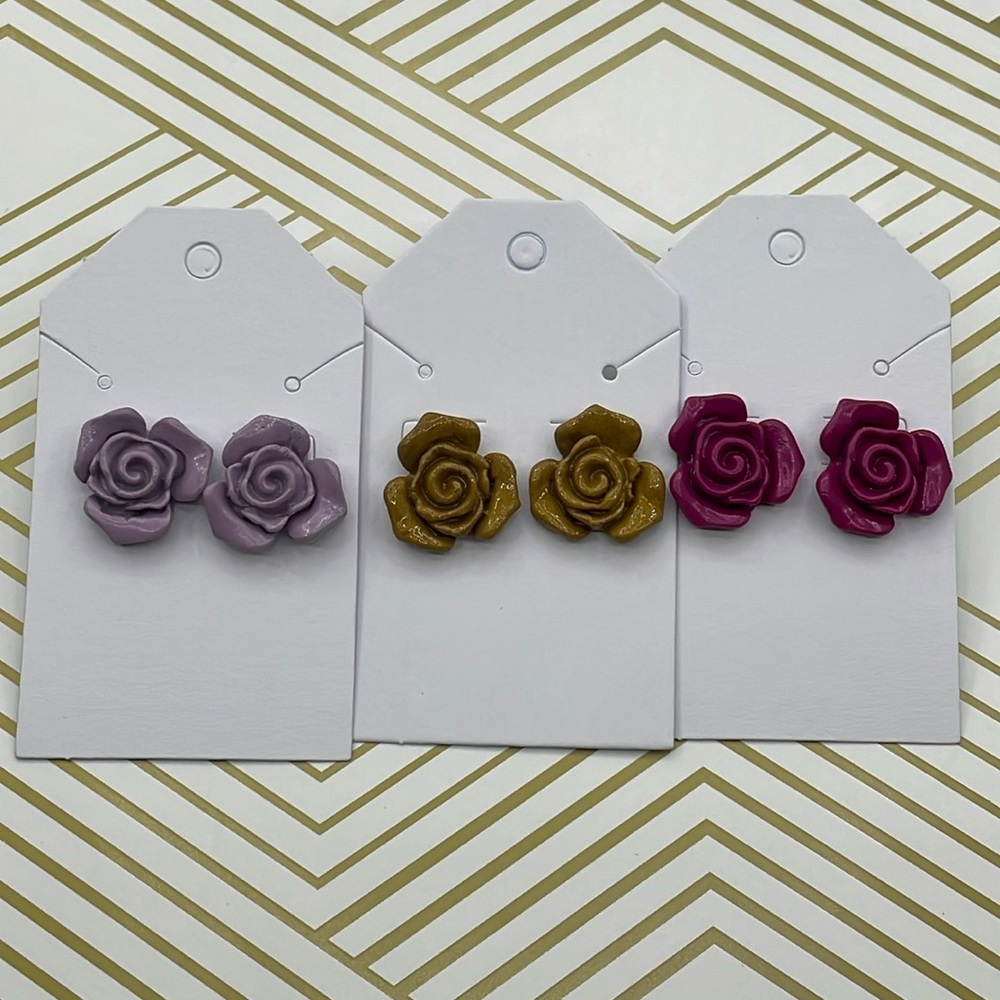 Handmade Polymer Clay Roses Earrings